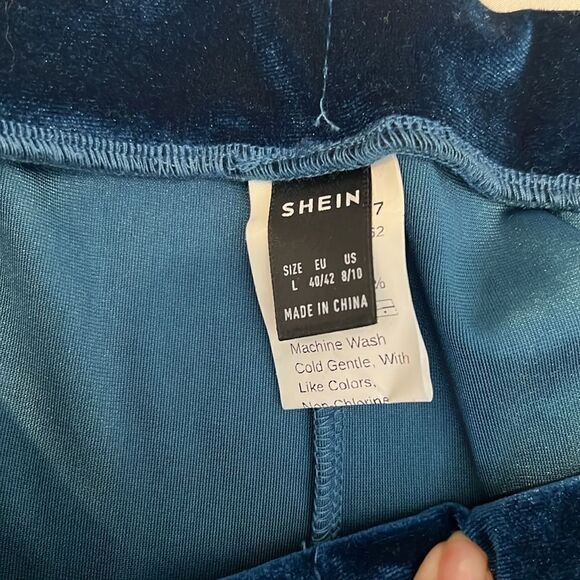 Shein size large blue velvety elastic waist slim pants like new - Picture 2 of 8